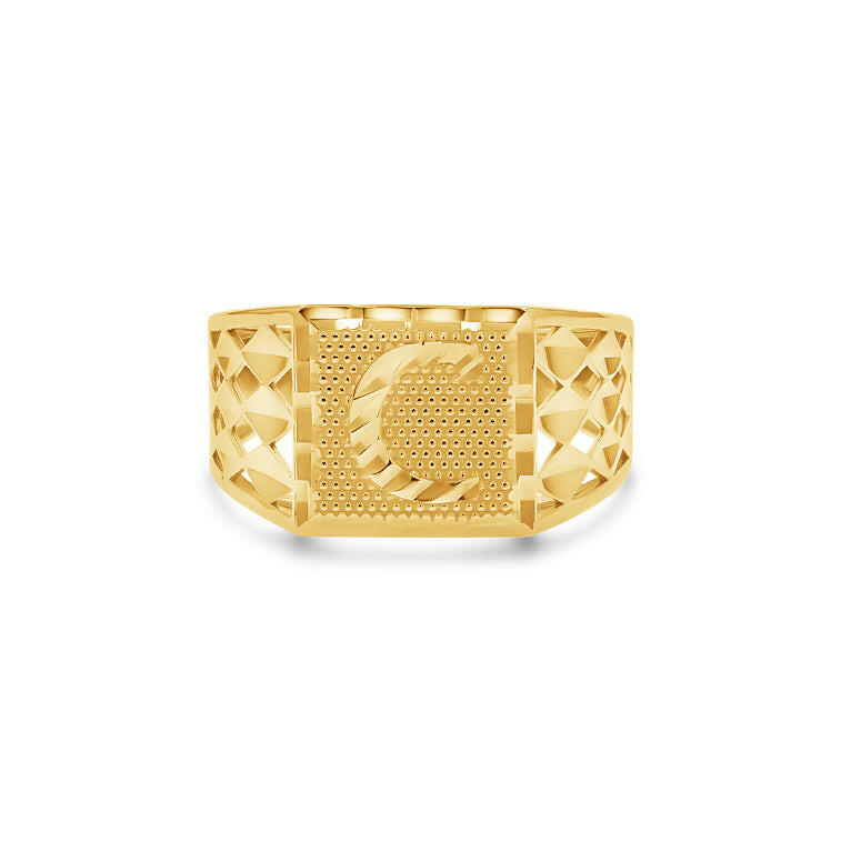 14K Gold Initial Signet Ring