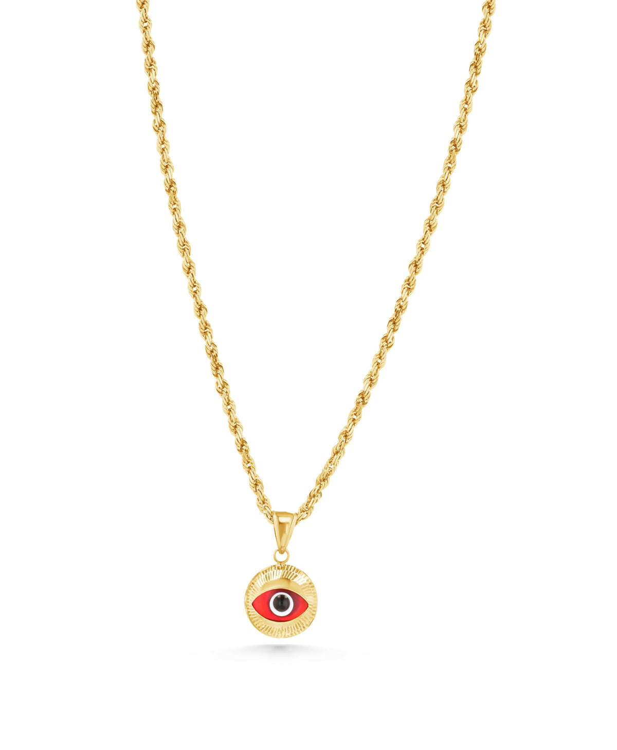 14K Gold Mal De Ojo Charm - Red
