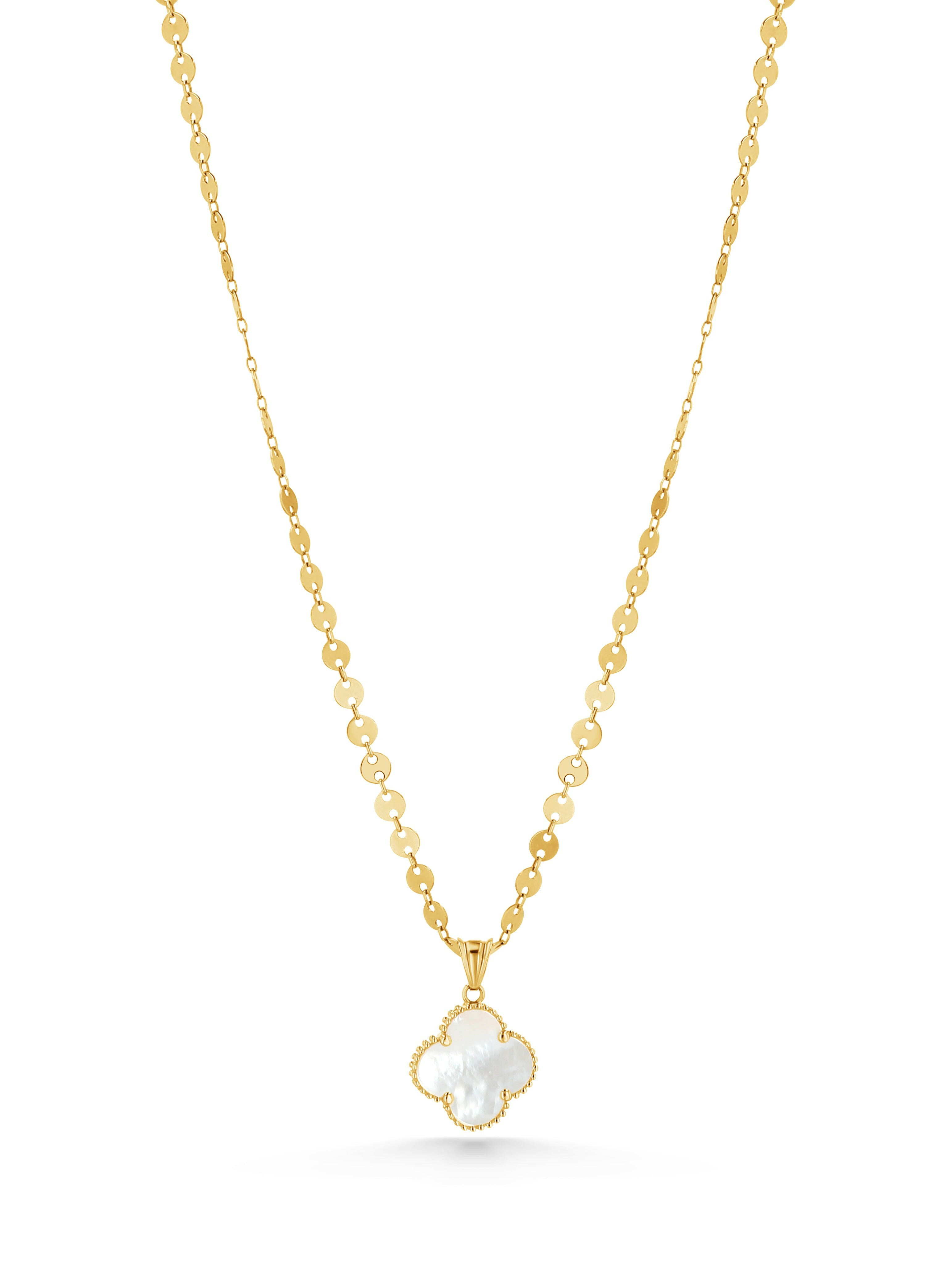 White Mother of Pearl Clover Charm