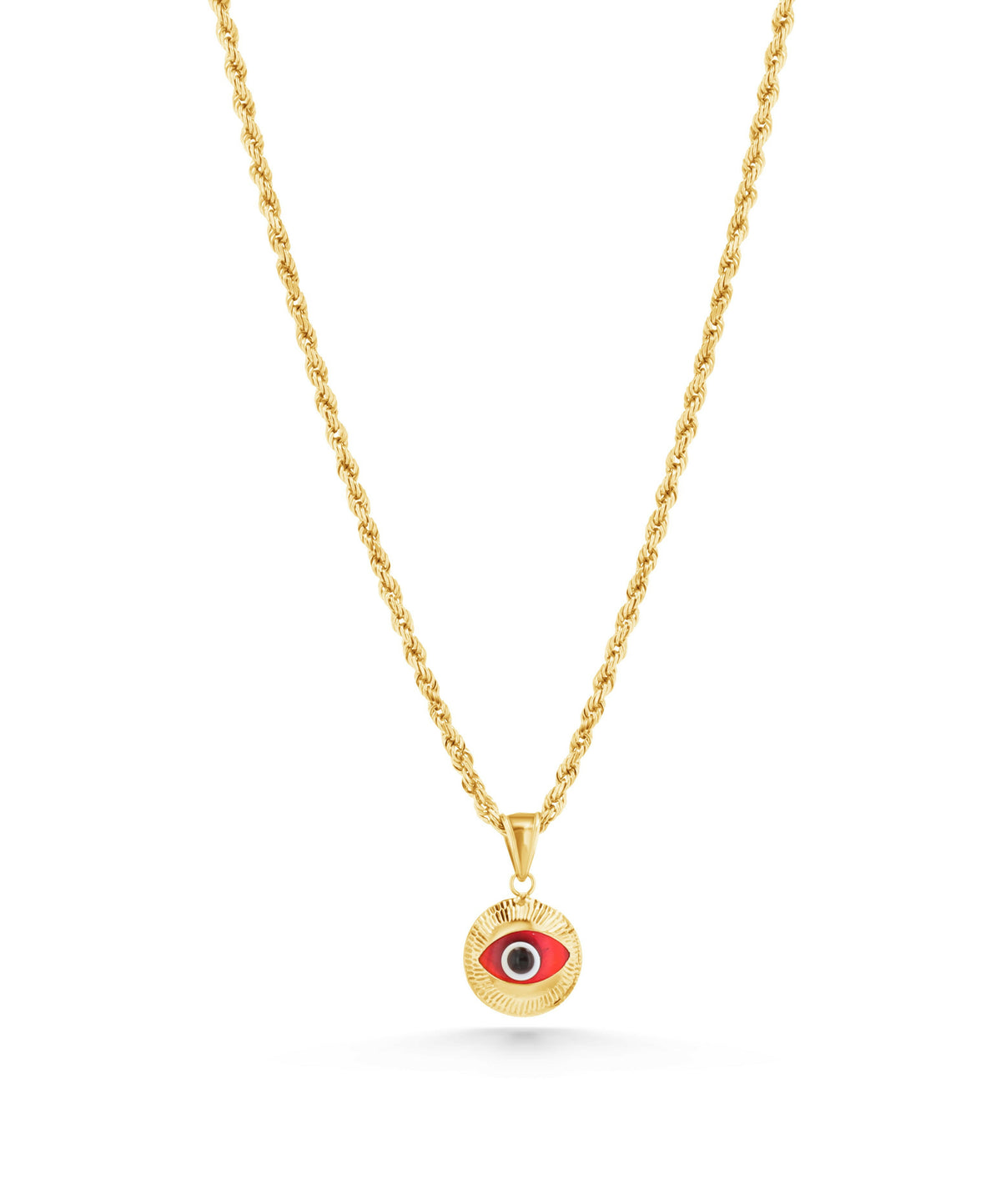 14K Gold Mal De Ojo Charm - Red