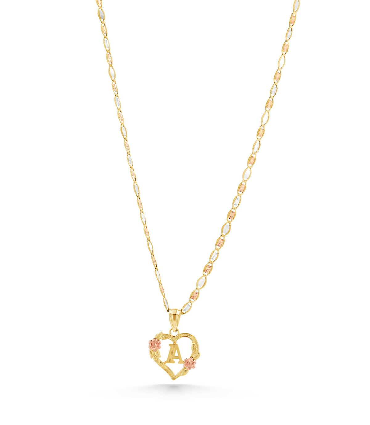 14K Gold Heart Initial Charm