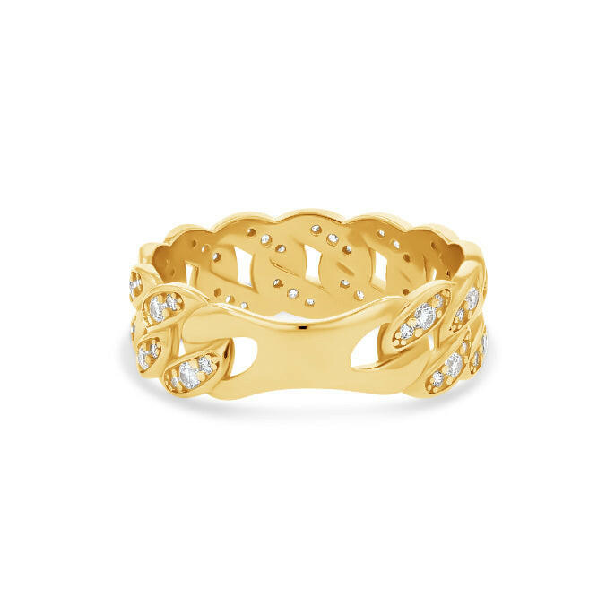 Anillo de eslabones cubanos pavé de 7,5 mm
