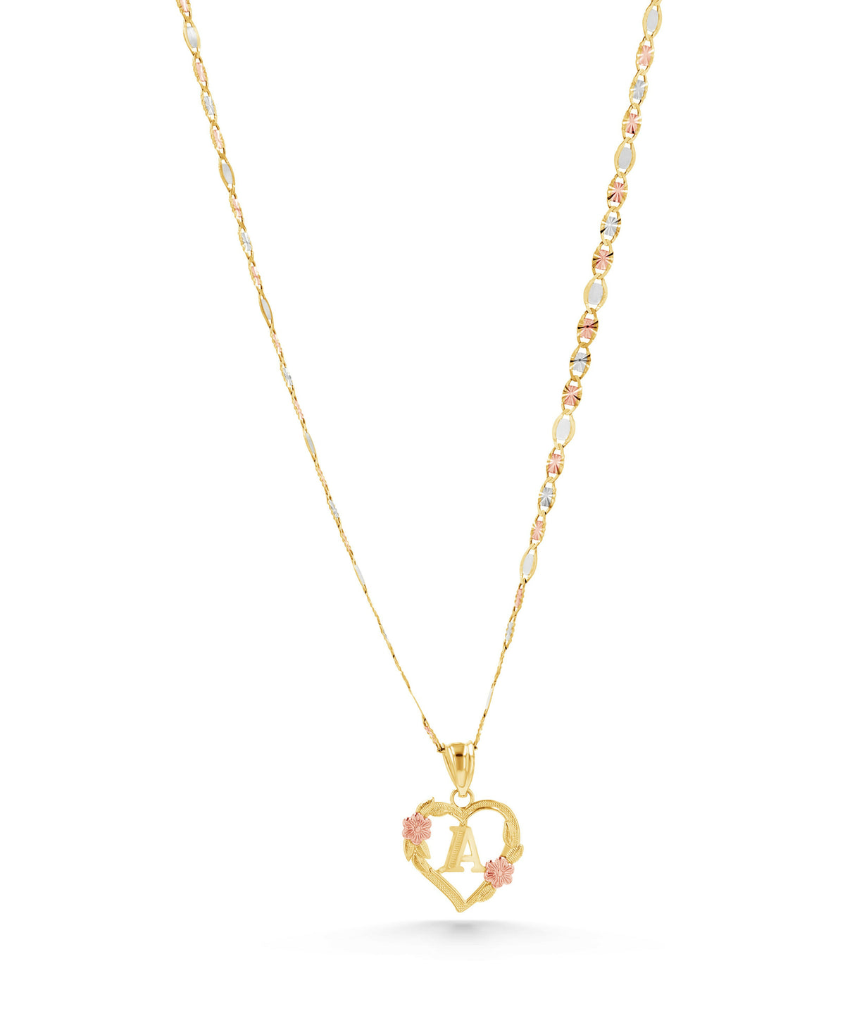 14K Gold Heart Initial Charm