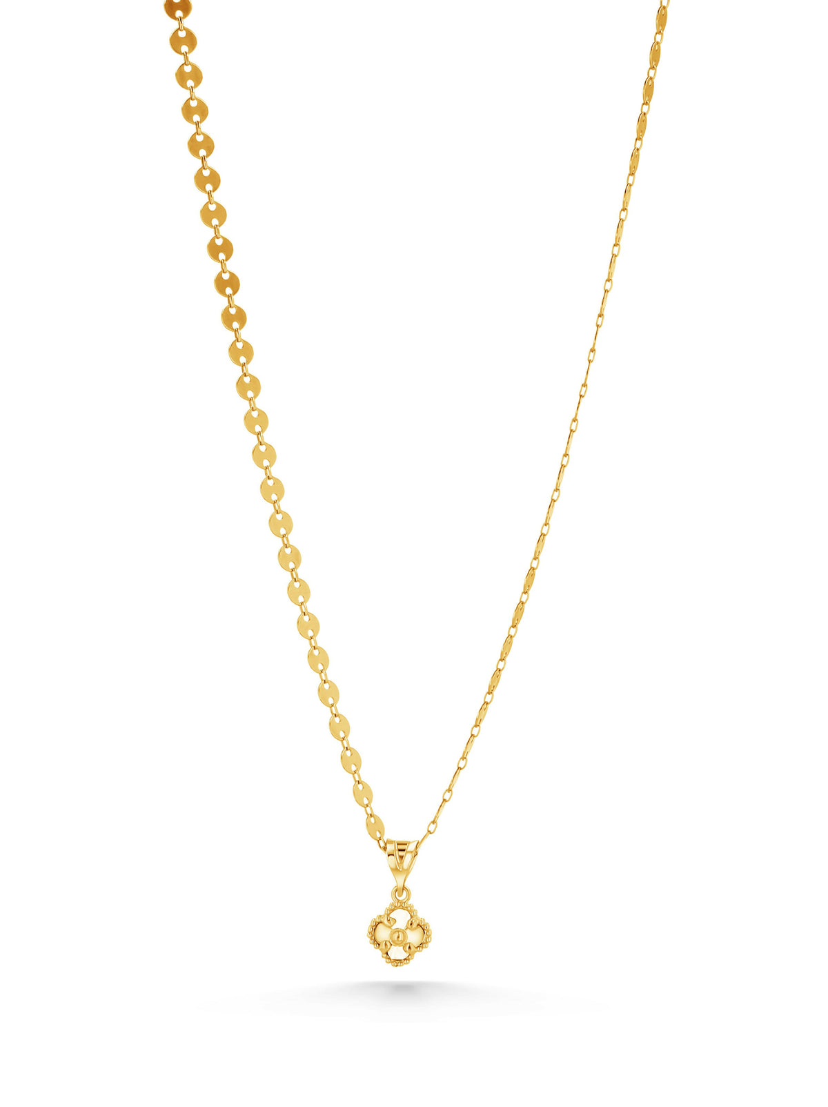 14K Gold Small Guilloché Clover Charm