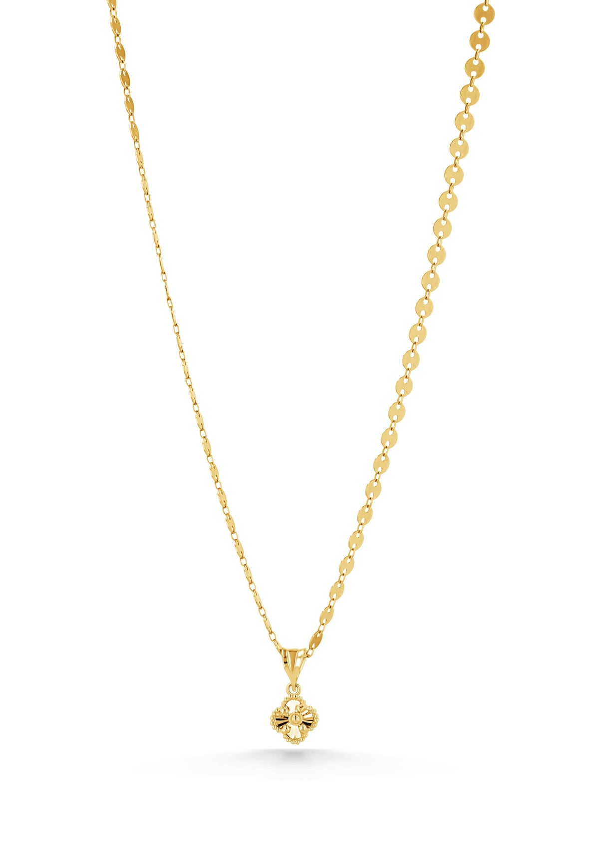 14K Gold Small Guilloché Clover Charm