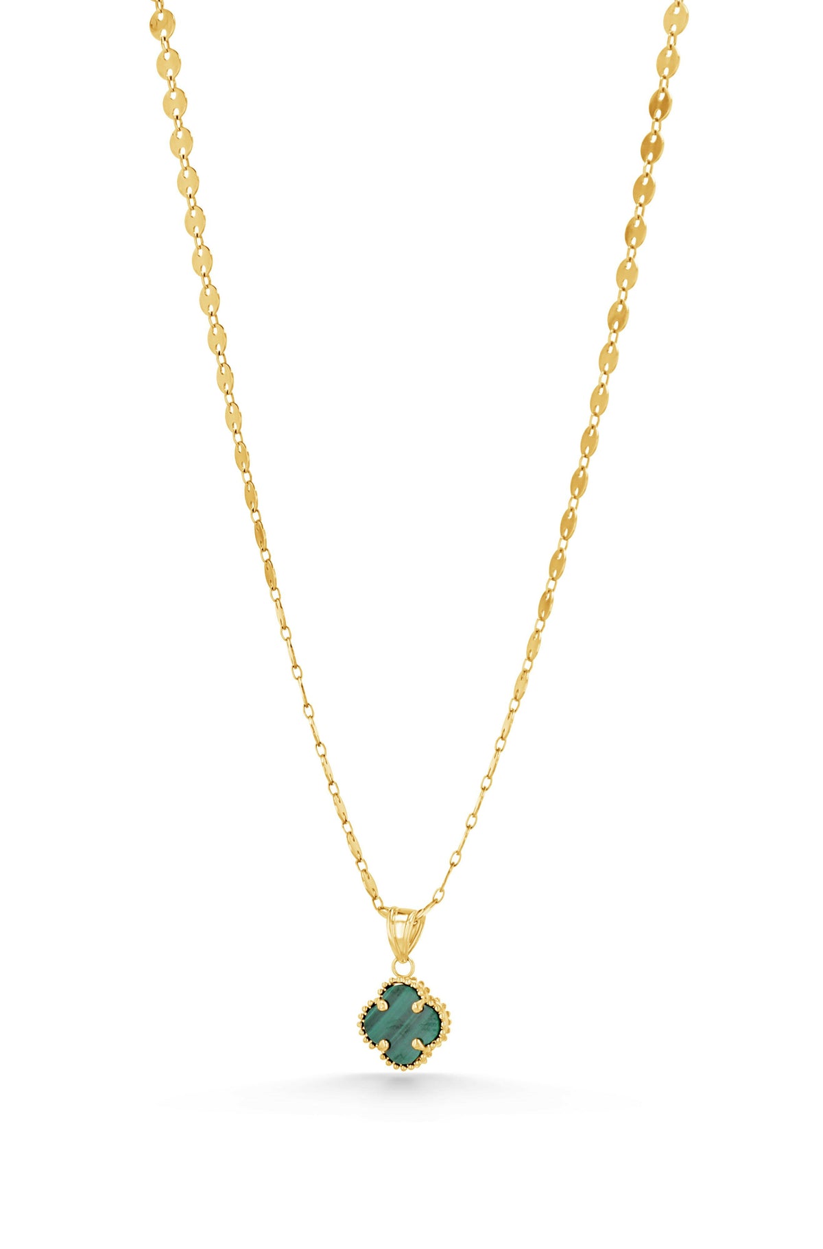 14K Gold Small Green Clover Charm