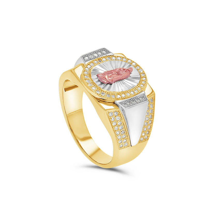 14k Tri-Color Gold Our Lady of Guadalupe Ring