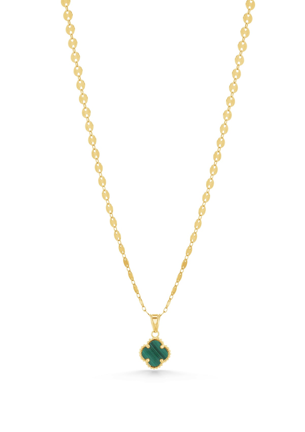 14K Gold Small Green Clover Charm