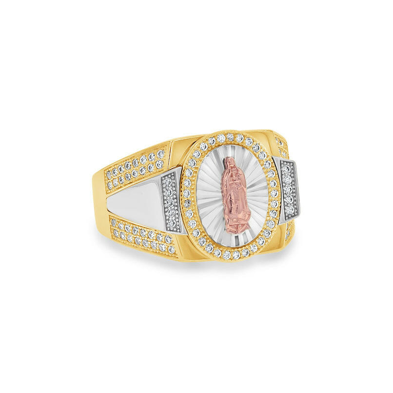 14k Tri-Color Gold Our Lady of Guadalupe Ring