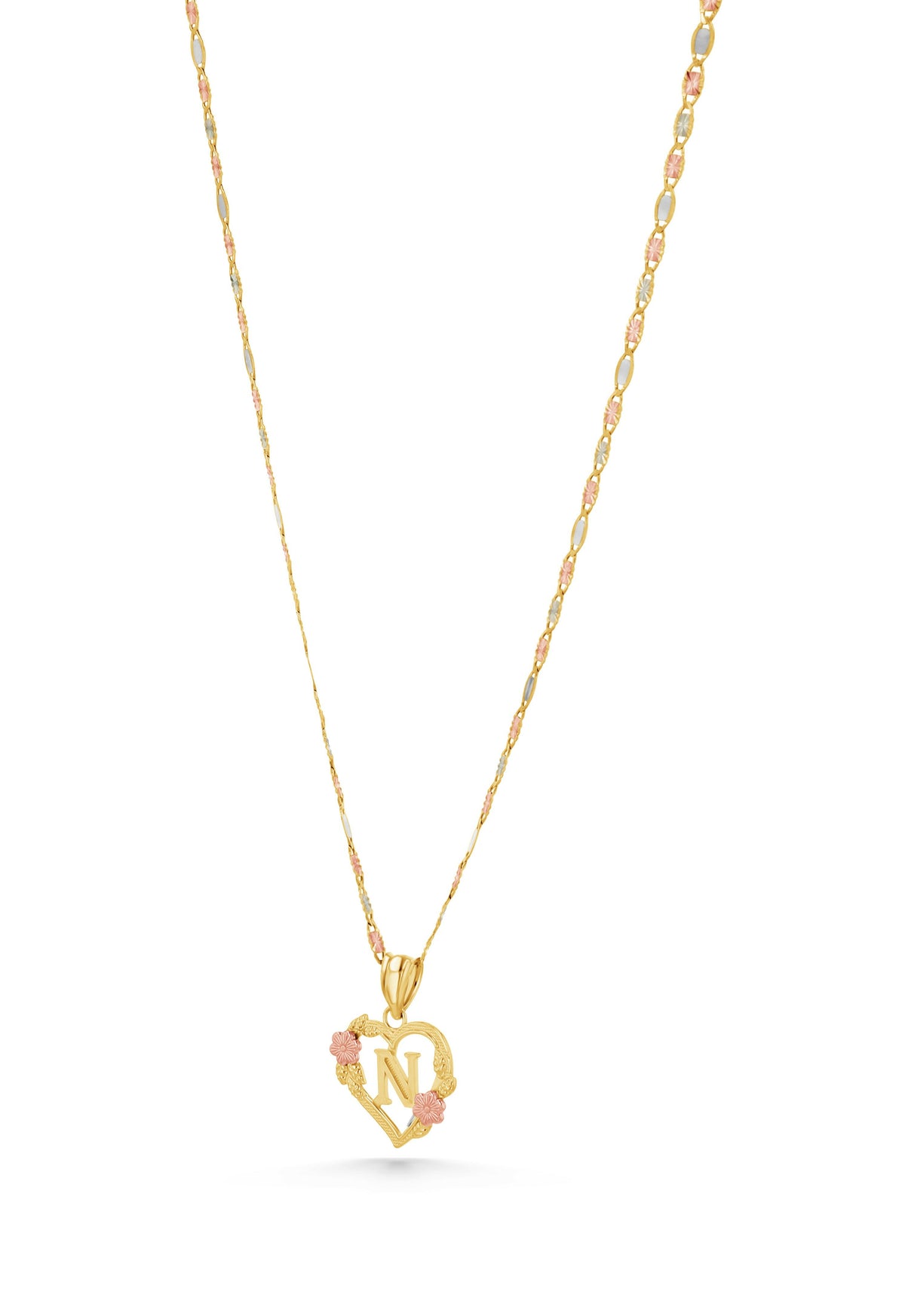 14K Gold Heart Initial Charm