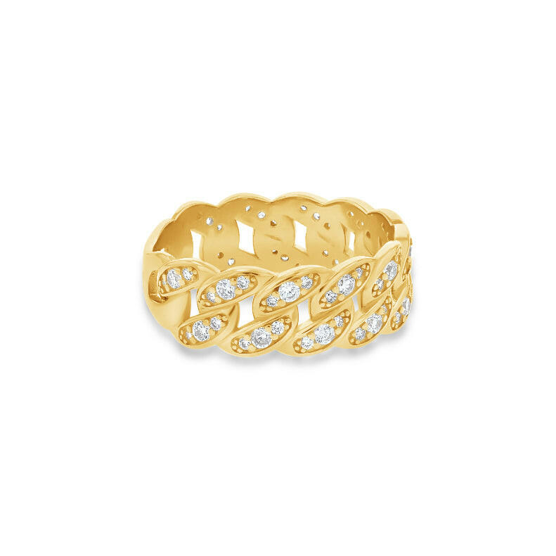 Anillo de eslabones cubanos pavé de 7,5 mm