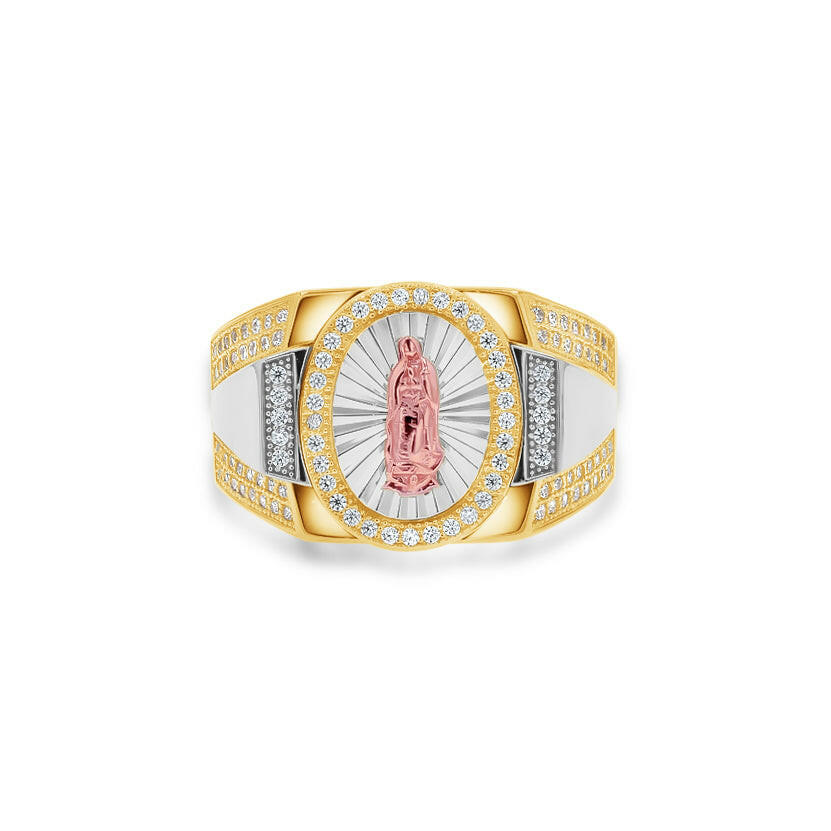 14k Tri-Color Gold Our Lady of Guadalupe Ring