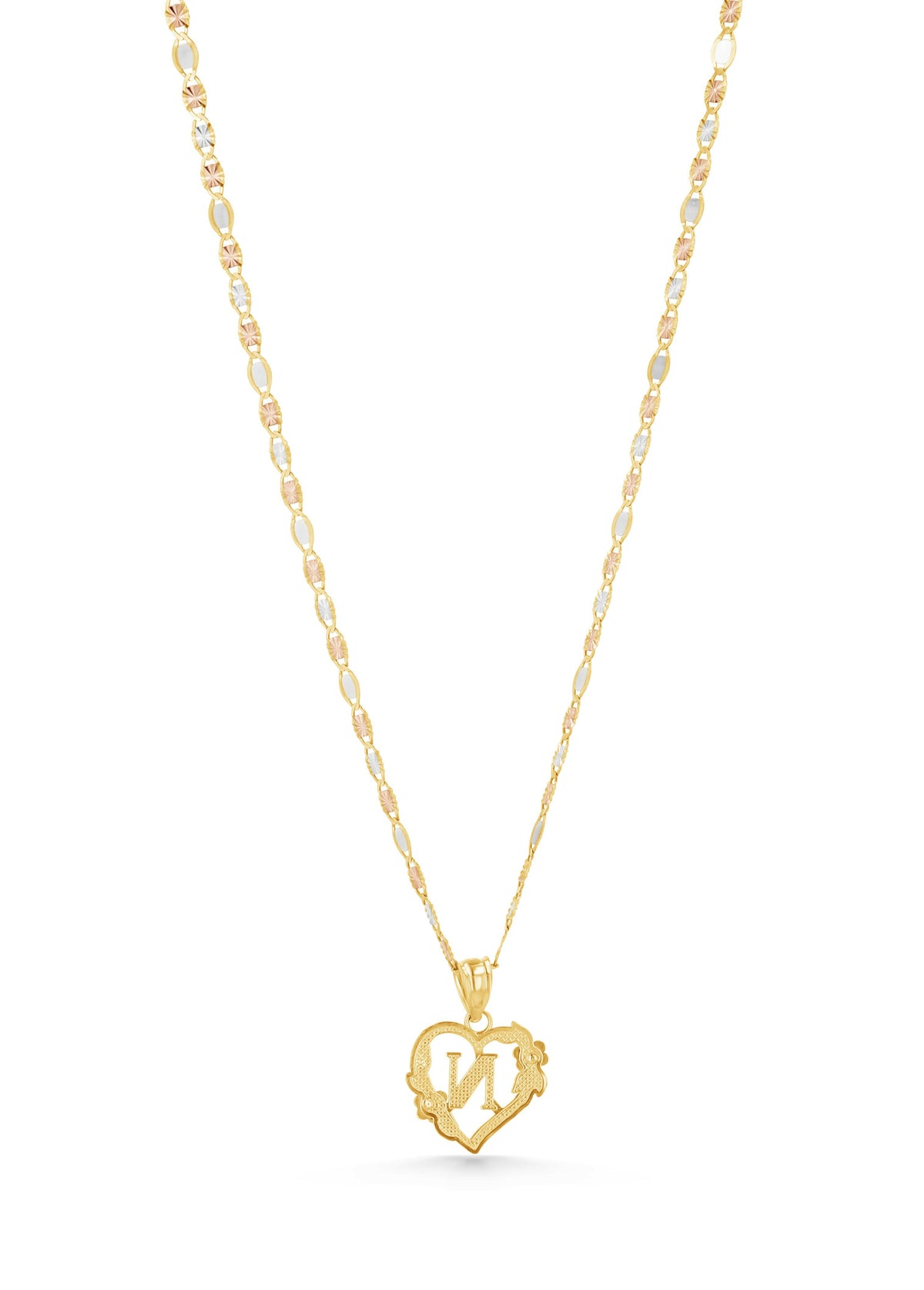 14K Gold Heart Initial Charm