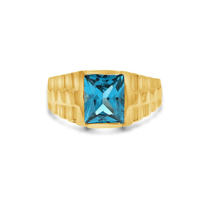 14K Gold Squared Stone Stepped Ring