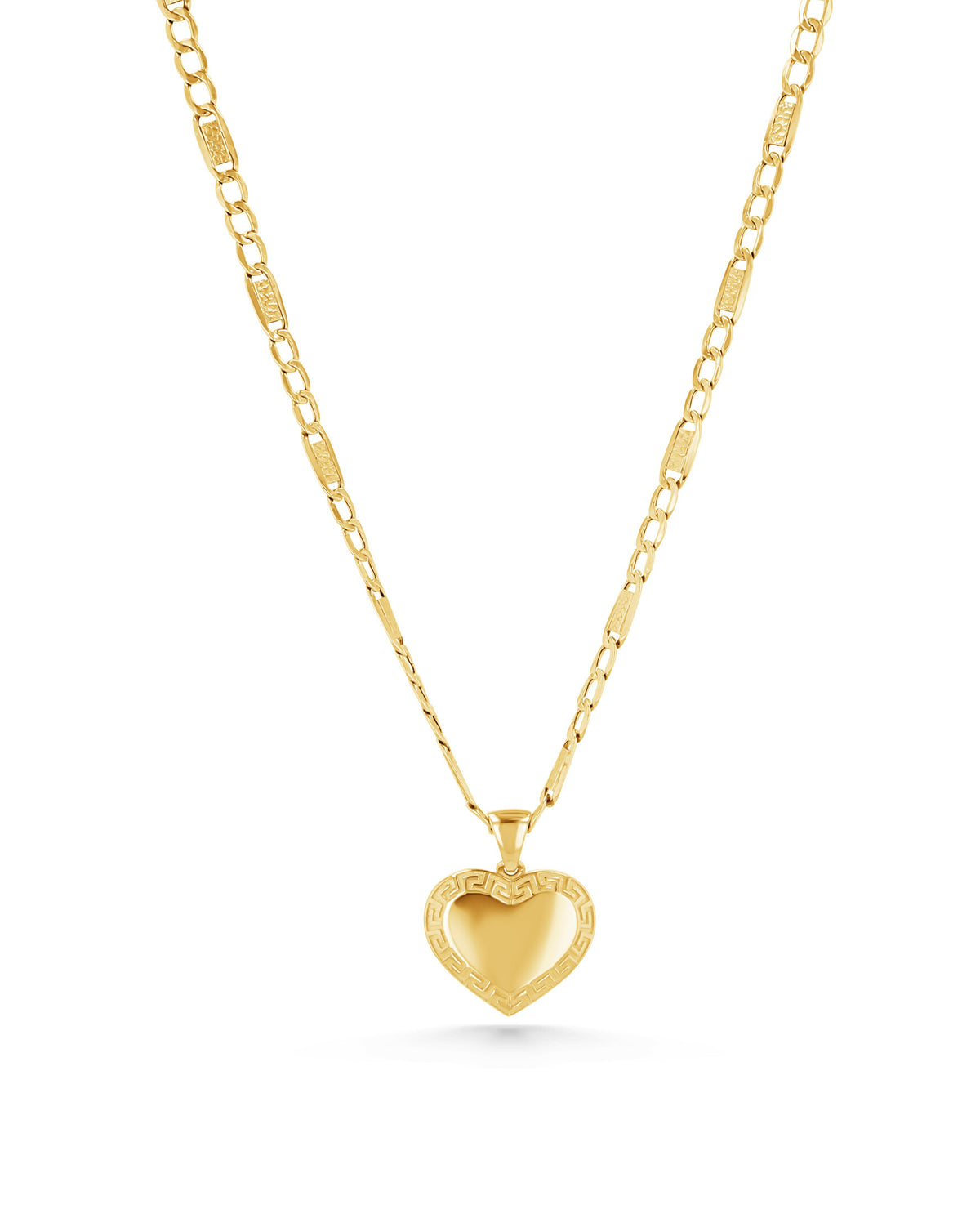 14K Gold Heart Greco Pendant