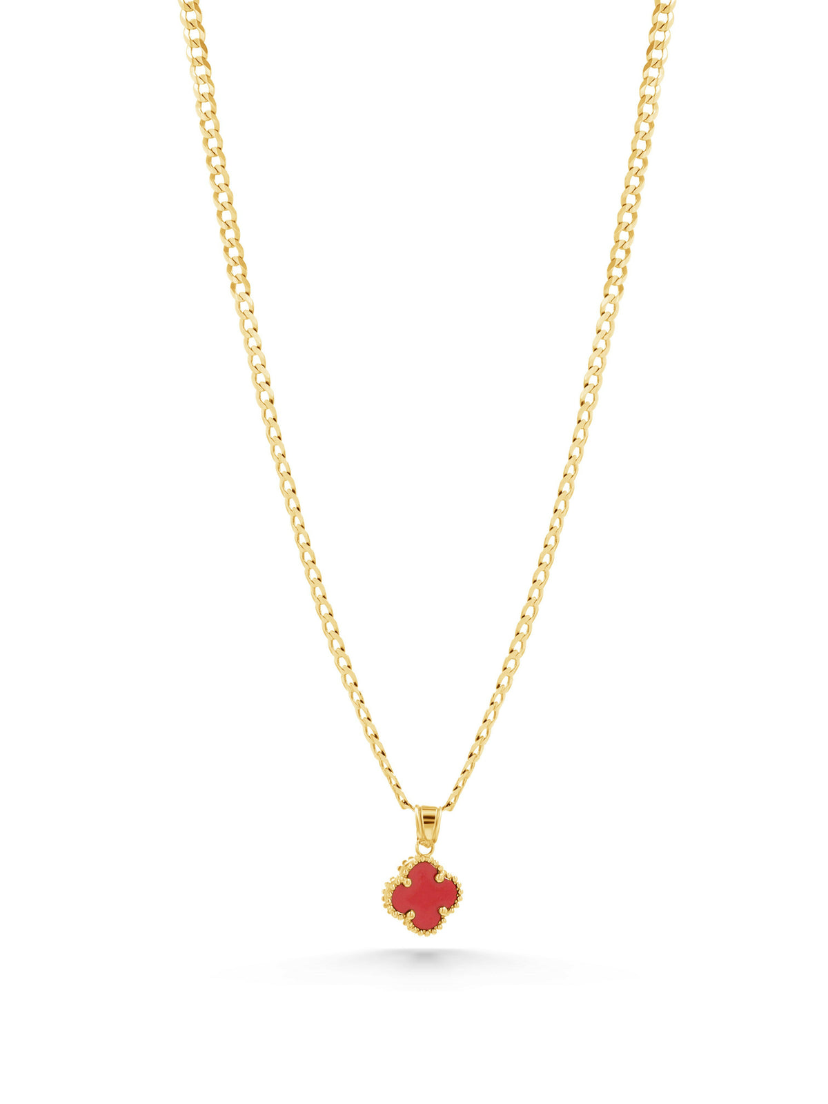 14K Gold Small Red Clover Charm