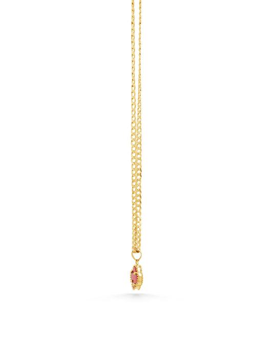 14K Gold Small Red Clover Charm