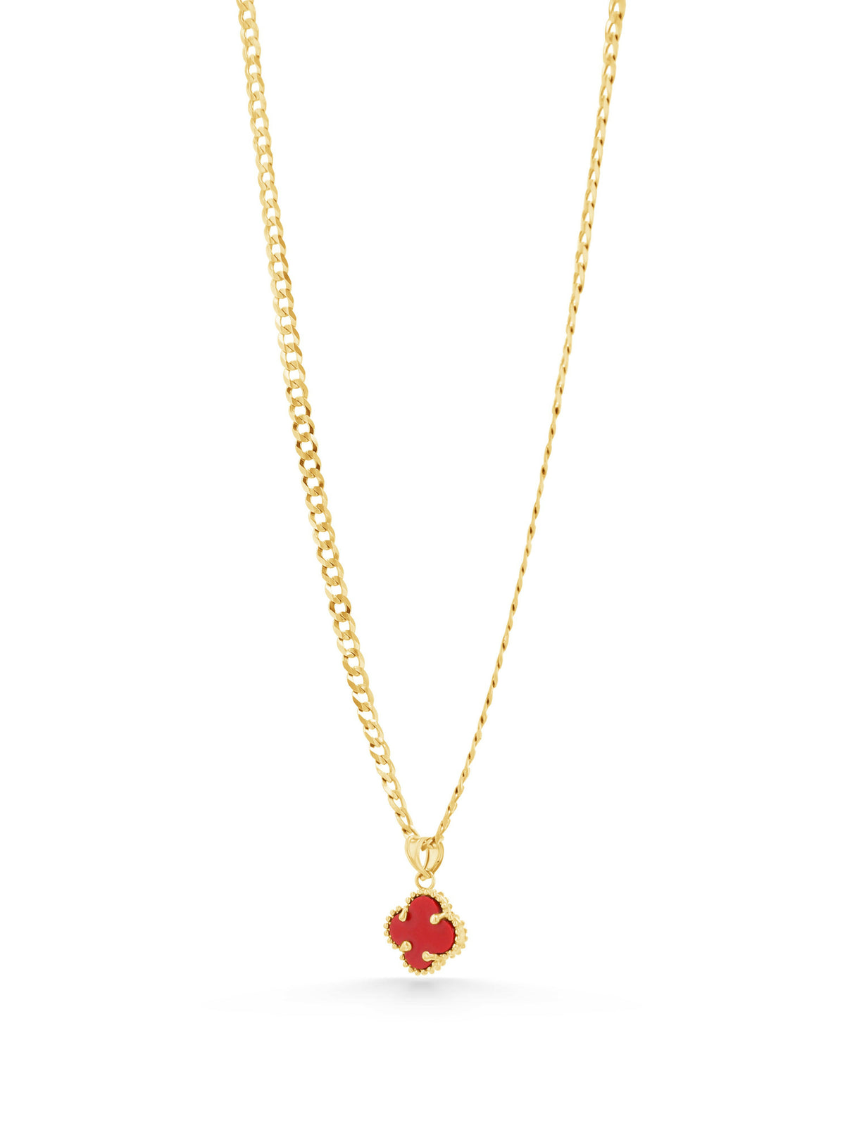 14K Gold Small Red Clover Charm