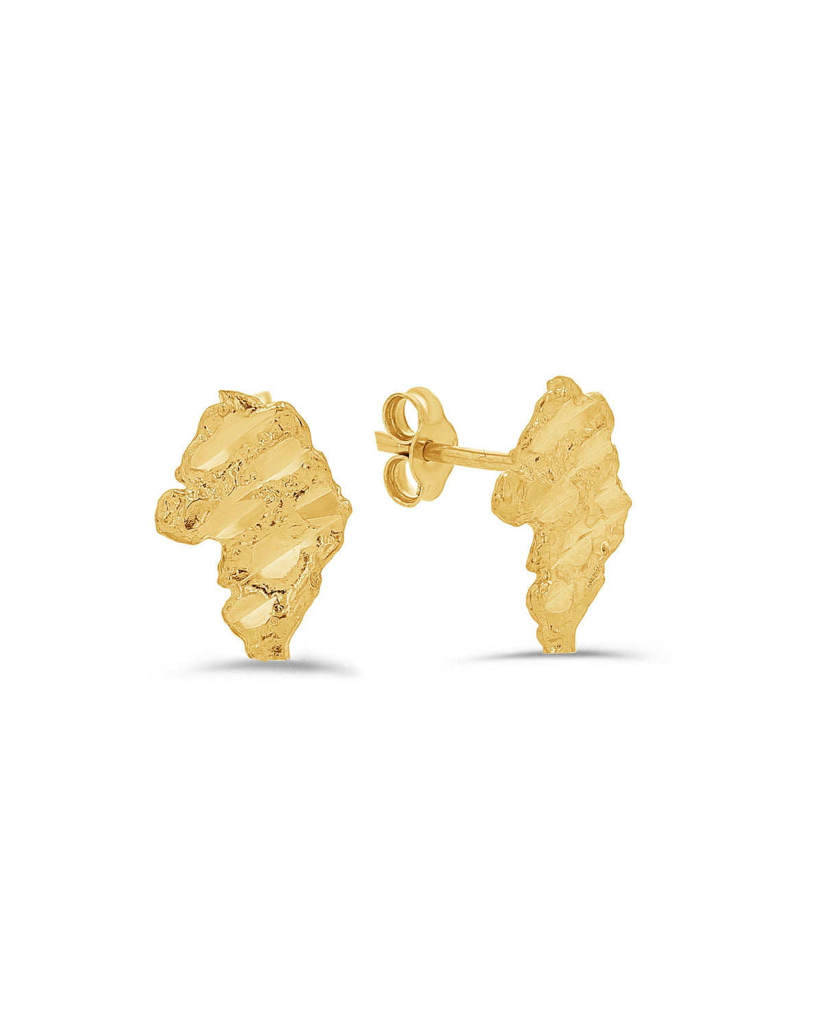 10K Gold Small Africa Nugget Studs