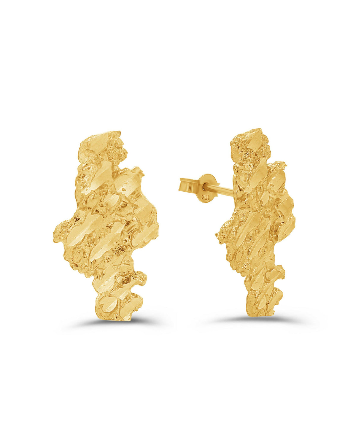 10K Gold Large Africa Nugget Studs