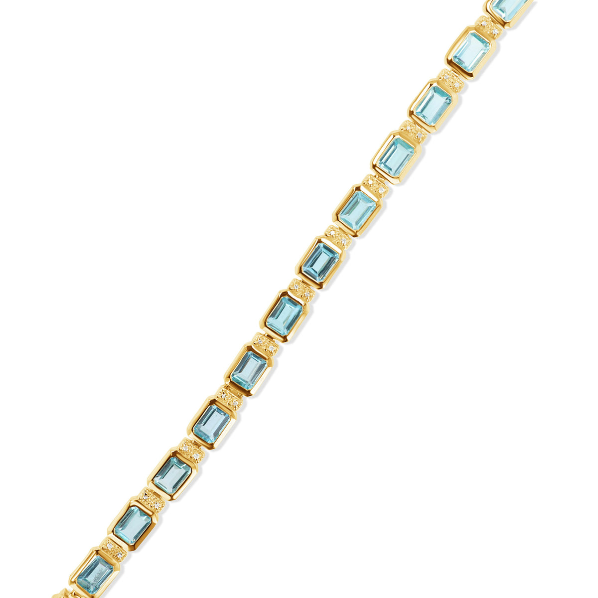 14K Gold Aqua Spinel Diamond Tennis Bracelet - 0.28 CTW