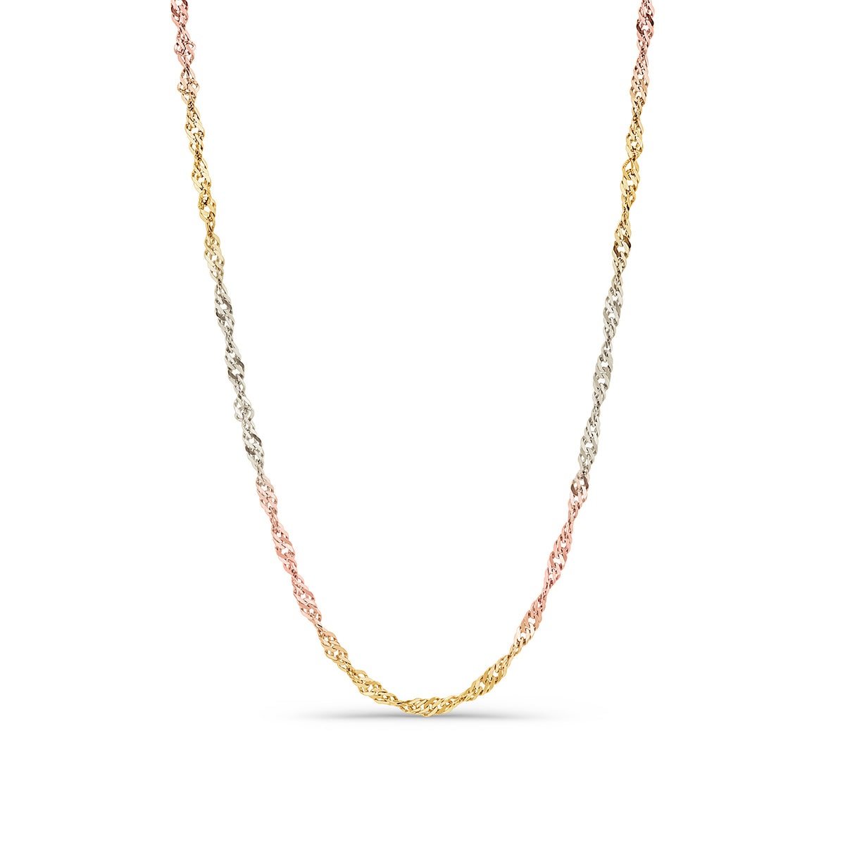 14K Tri-Color Gold Singapore Chain