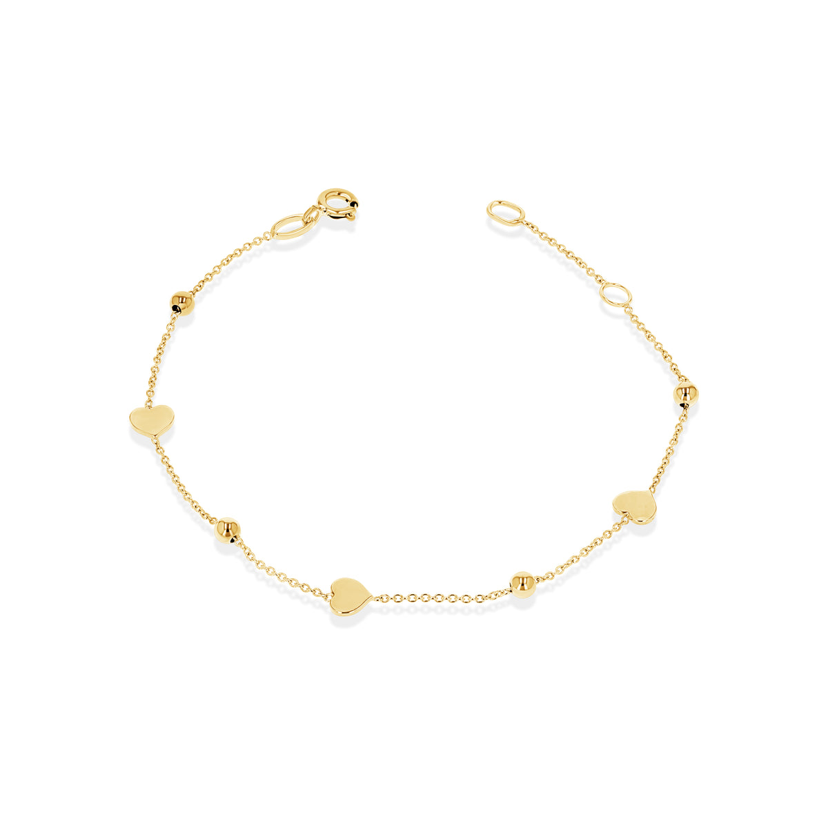 14K Gold Solid Heart Bracelet
