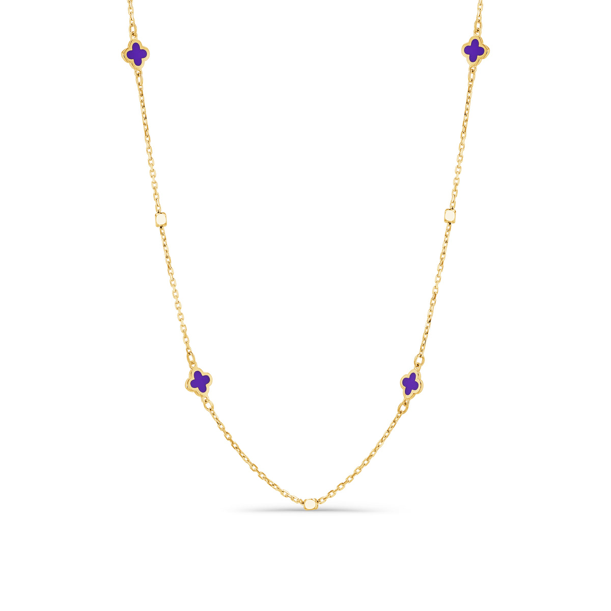 14K Gold Clover Choker Necklace