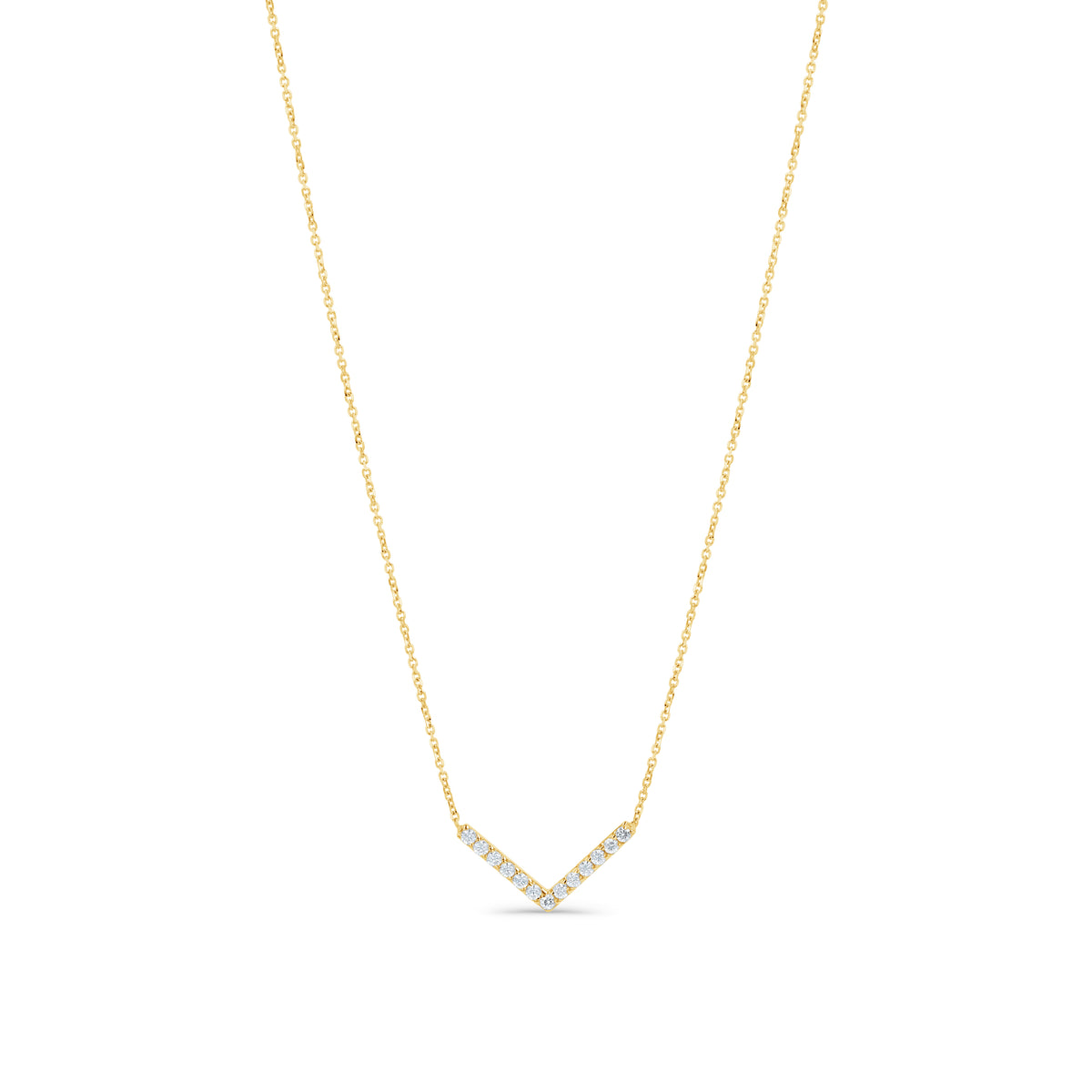 14K Gold Pavé Chevron V Choker Necklace