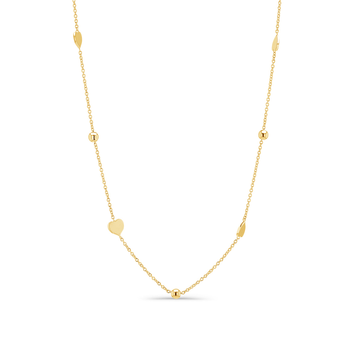 14K Gold Heart & Saturn Choker Necklace