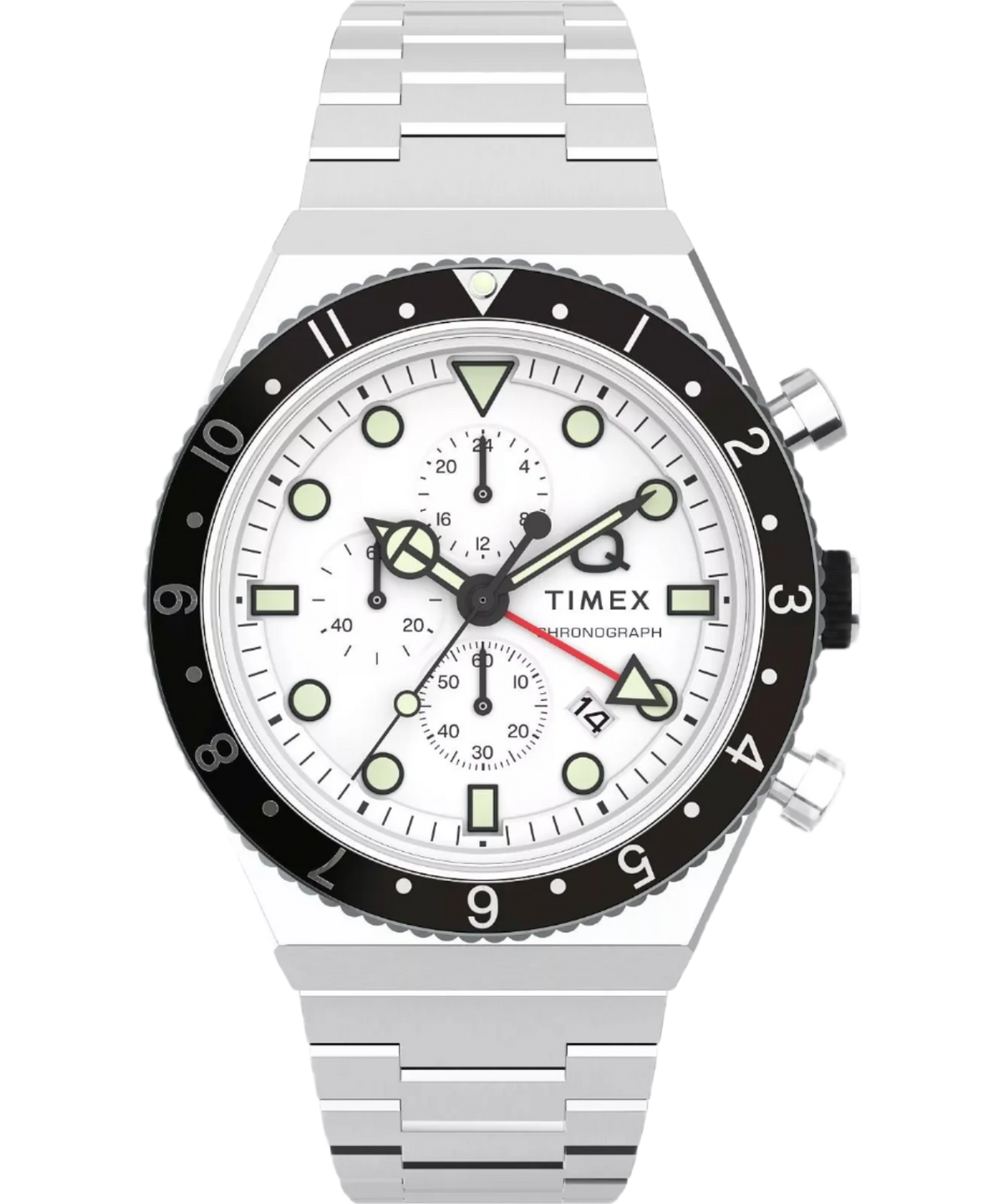 Q Timex Three Time Zone Chronograph