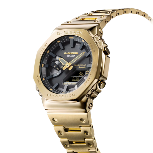 G-Shock G-Carbon Octo Slim, totalmente metálico, solar, Bluetooth - Acero inoxidable con IP dorado