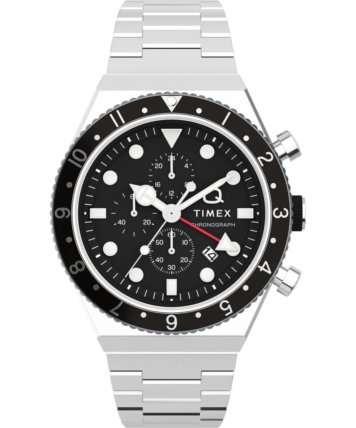 Q Timex Three Time Zone Chronograph