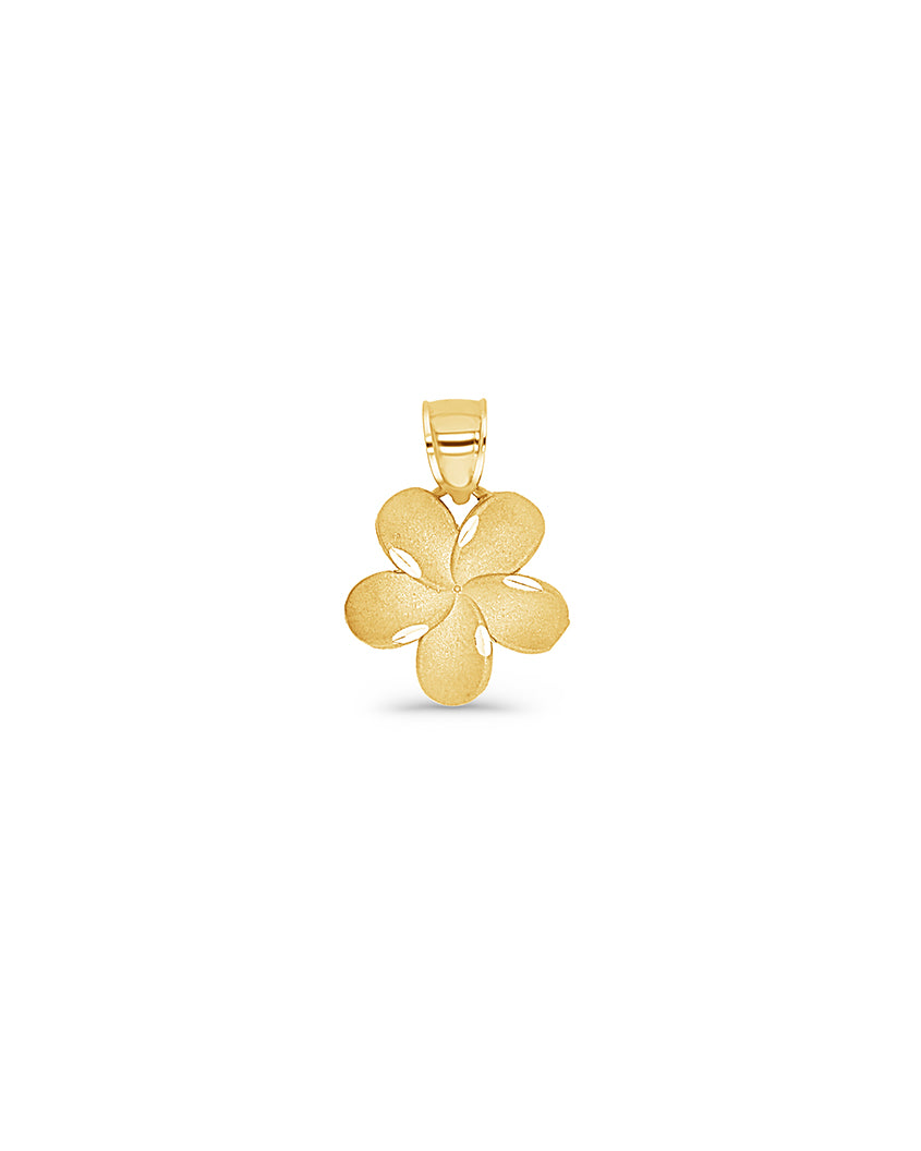 14K Gold Plumeria Flower Pendant