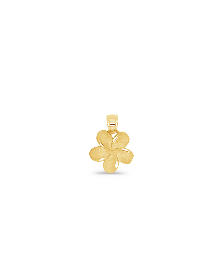 14K Gold Plumeria Flower Pendant