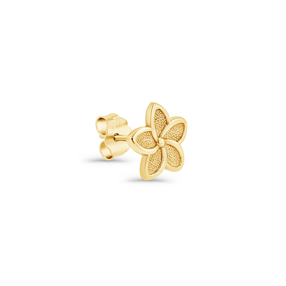 14K Gold Hawaiian Plumeria Flower Stud Earrings